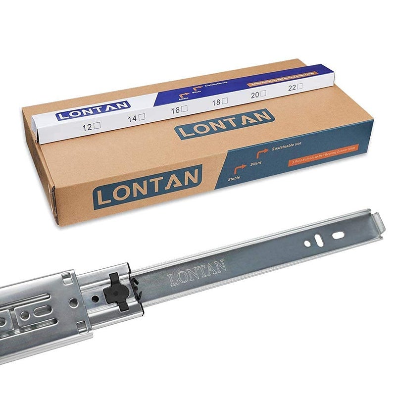 LONTAN 1 Pair 22 Inch Side Mount Soft Close Drawer Slides 3 FOLD Full Extension Drawer Glides - 4502S3-22 Heavy Duty Ball Bearing Cabinet Rails with Rear Mounting Brackets 100 LB Capacity - Image 5